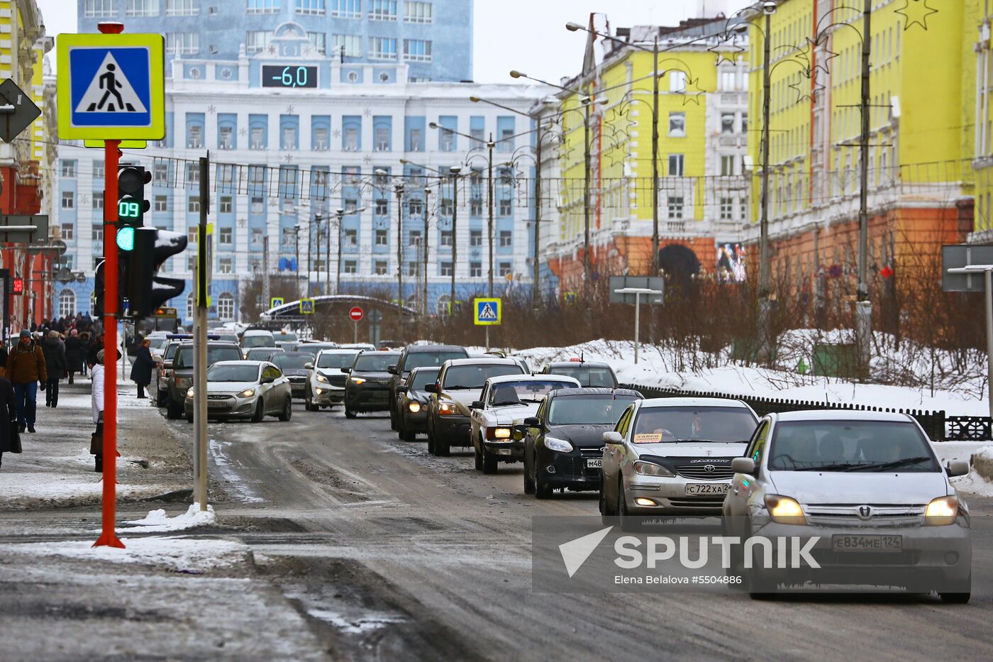 Snowfall in Norilsk