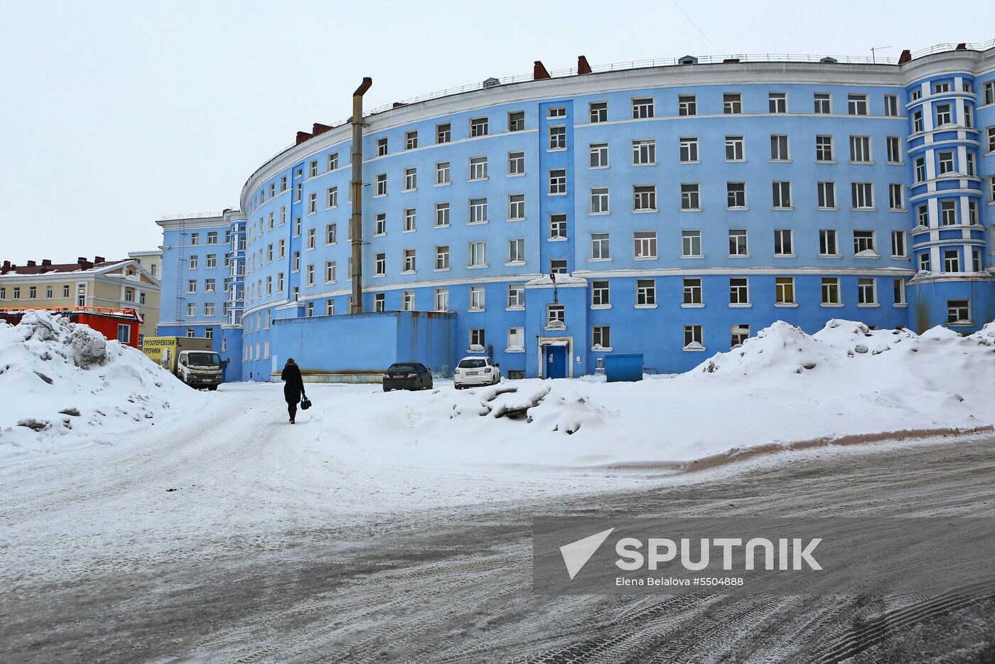 Snowfall in Norilsk