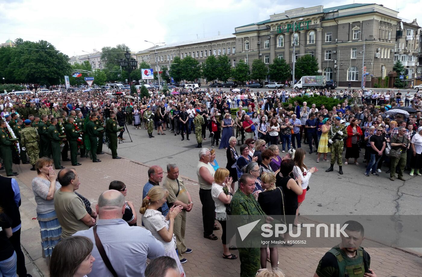 Memorial service for Pyatnashka Battalion Commander Oleg Mamiyev in Donetsk