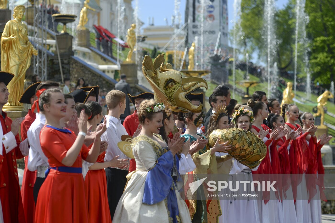 Spring festival of fountains in St. Petersburg