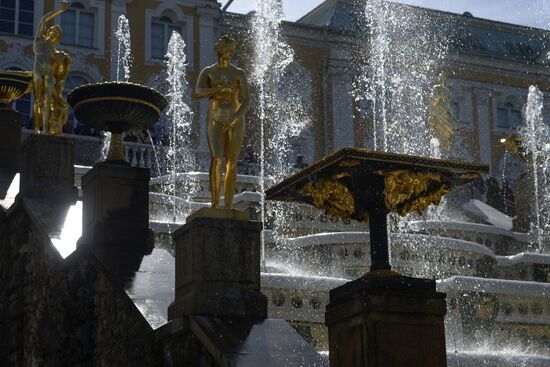 Spring festival of fountains in St. Petersburg