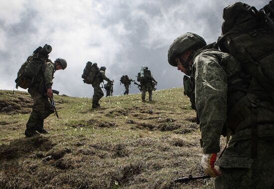 Military exercise in Arkhyz Mountains