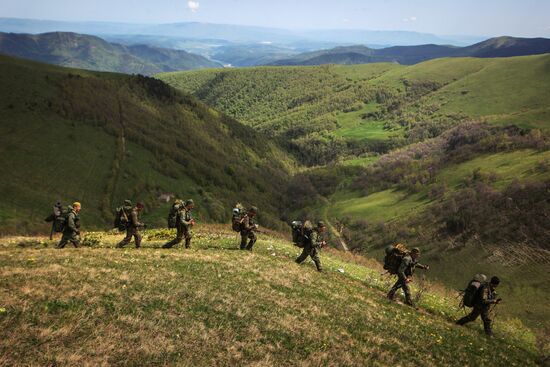 Military exercise in Arkhyz Mountains