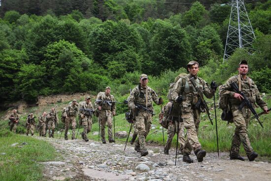 Military exercise in Arkhyz Mountains