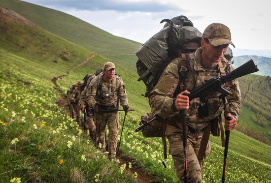 Military exercise in Arkhyz Mountains