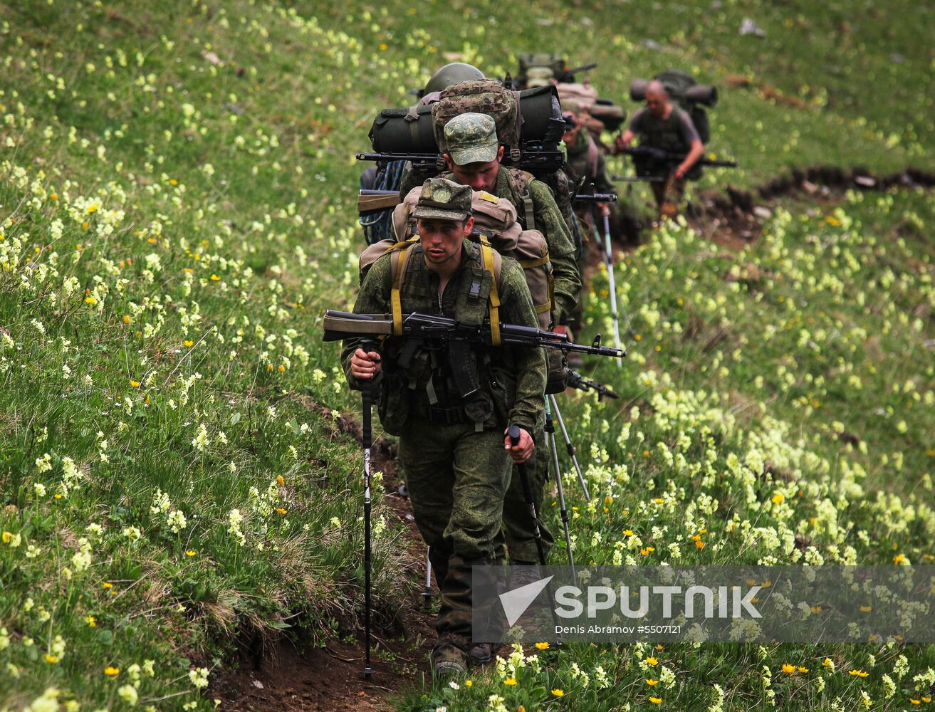 Military exercise in Arkhyz Mountains