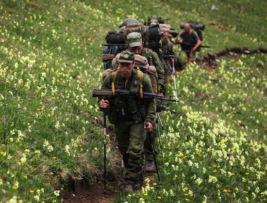 Military exercise in Arkhyz Mountains