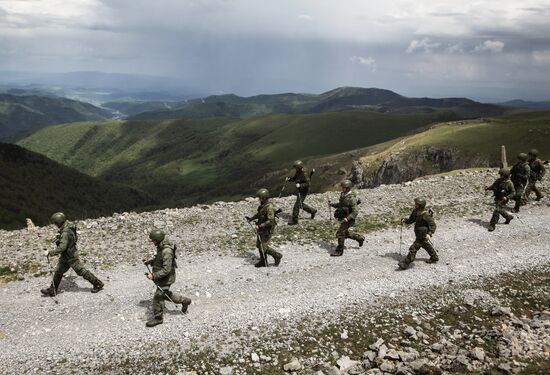 Military exercise in Arkhyz Mountains