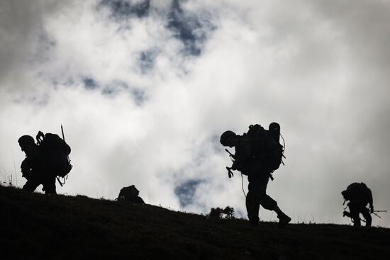 Military exercise in Arkhyz Mountains