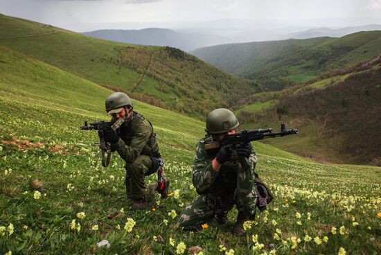 Military exercise in Arkhyz Mountains