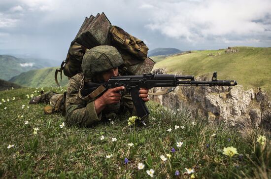 Military exercise in Arkhyz Mountains