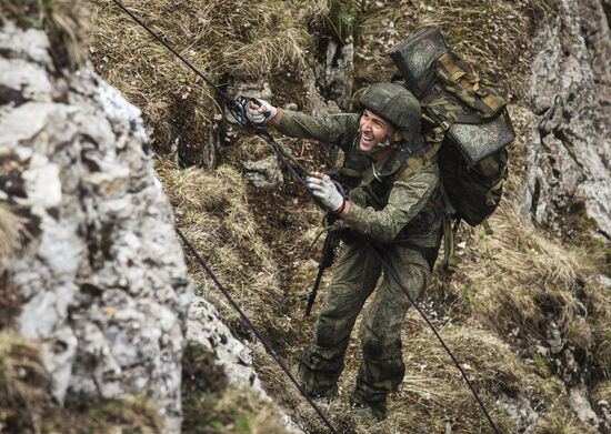Military exercise in Arkhyz Mountains