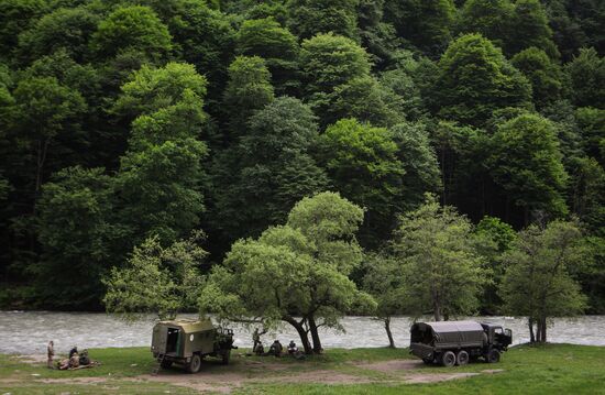Military exercise in Arkhyz Mountains