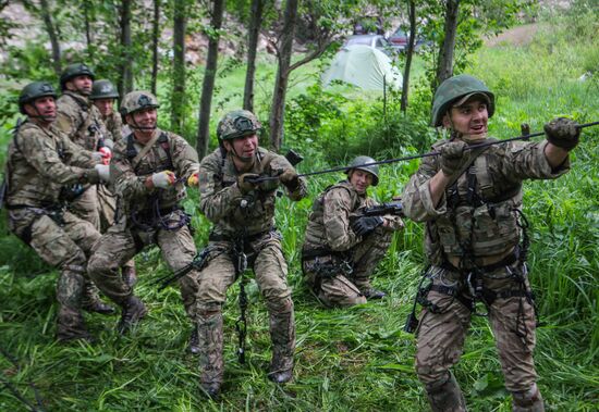 Military exercise in Arkhyz Mountains