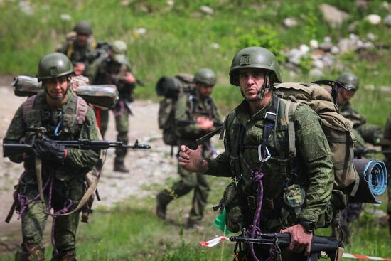 Military exercise in Arkhyz Mountains
