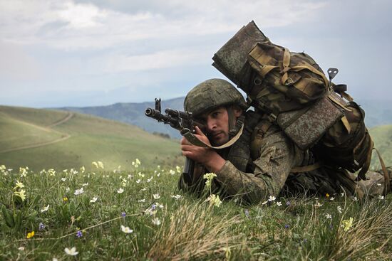 Military exercise in Arkhyz Mountains