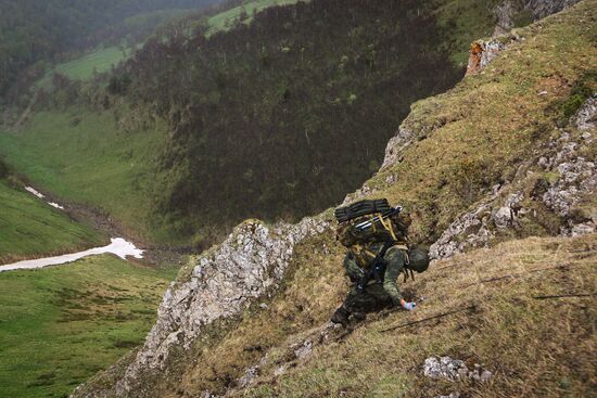 Military exercise in Arkhyz Mountains