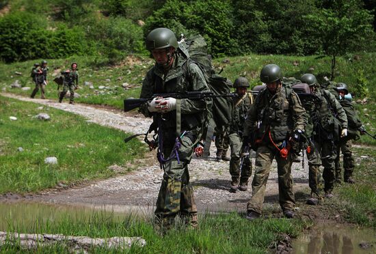 Military exercise in Arkhyz Mountains