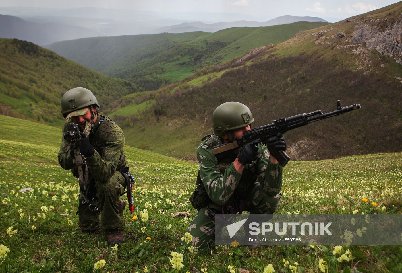 Military exercise in Arkhyz Mountains
