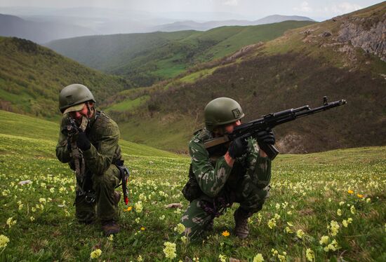 Military exercise in Arkhyz Mountains