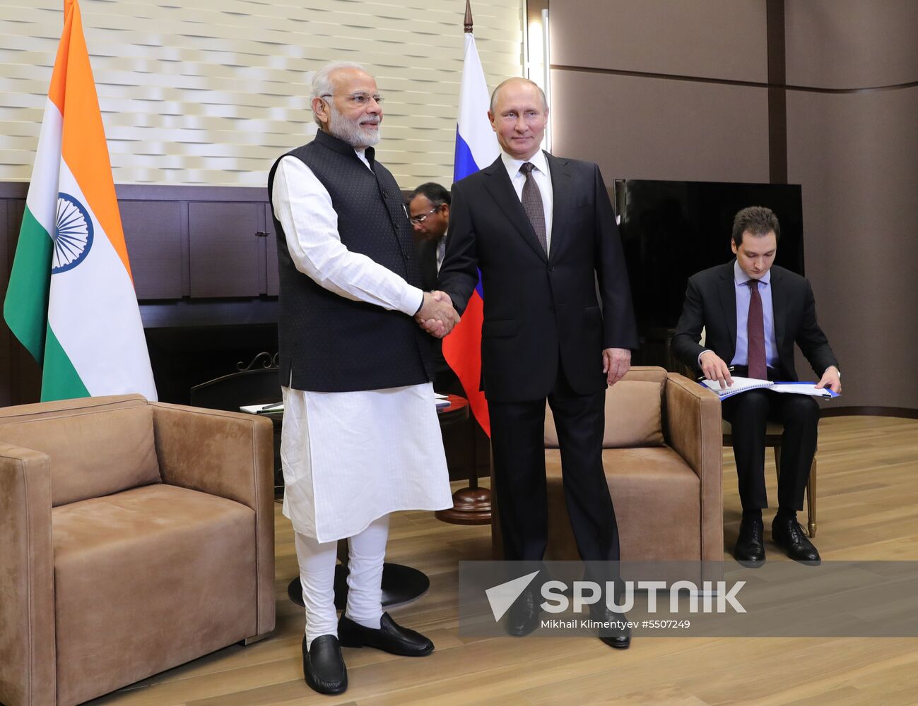 President Vladimir Putin meets with Indian Prime Minister Narendra Modi