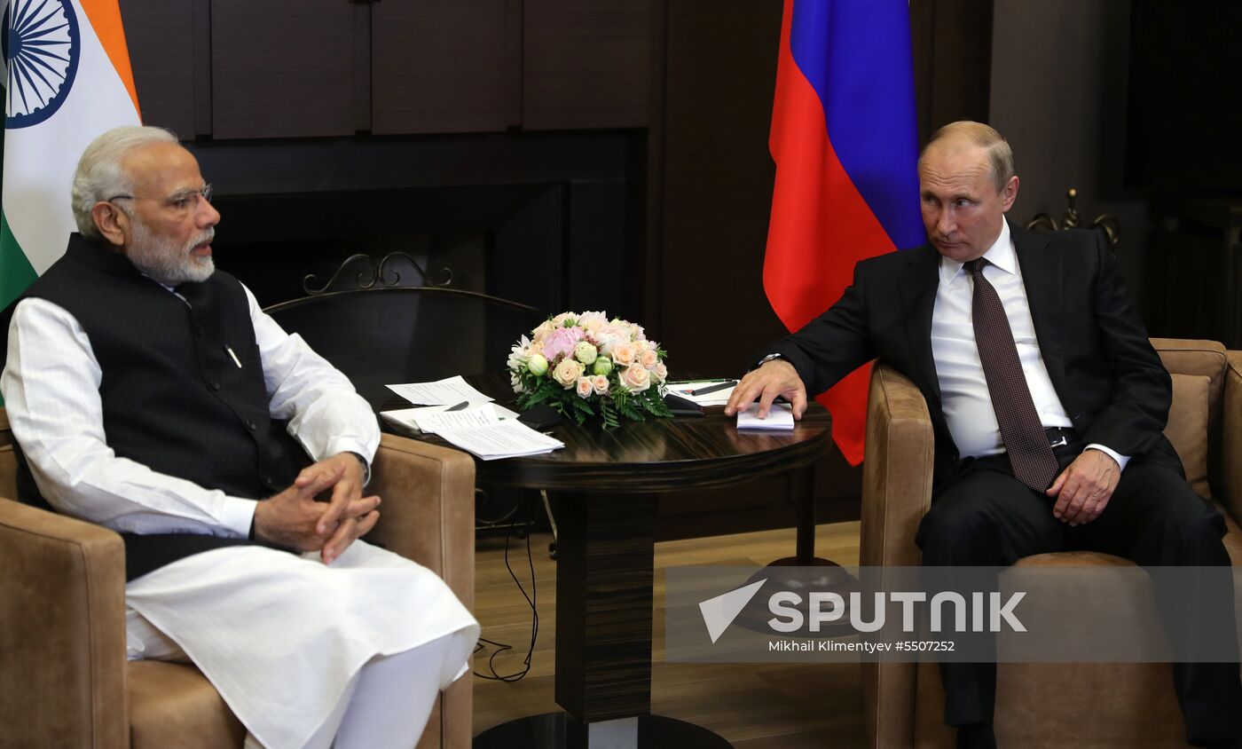 President Vladimir Putin meets with Indian Prime Minister Narendra Modi