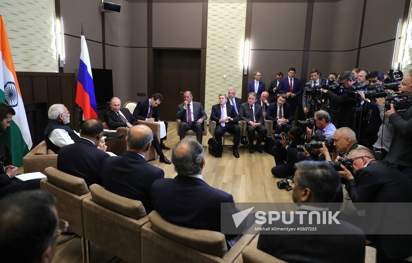 President Vladimir Putin meets with Indian Prime Minister Narendra Modi