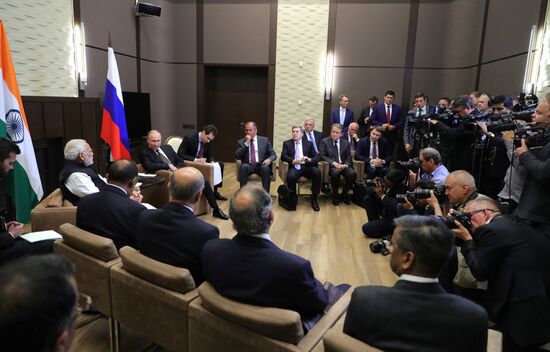 President Vladimir Putin meets with Indian Prime Minister Narendra Modi