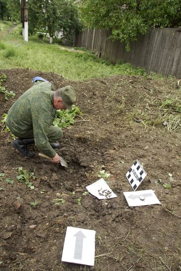 Aftermath of shelling of residential areas in Donbass by Ukrainian armed forces