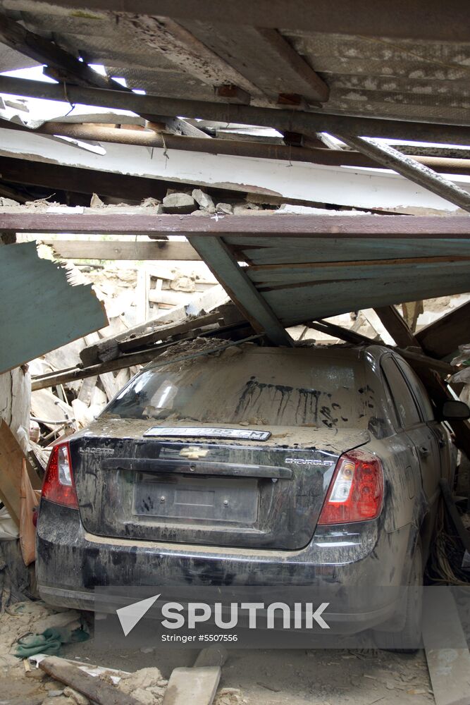 Aftermath of shelling of residential areas in Donbass by Ukrainian armed forces