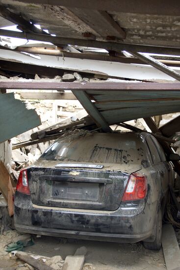 Aftermath of shelling of residential areas in Donbass by Ukrainian armed forces