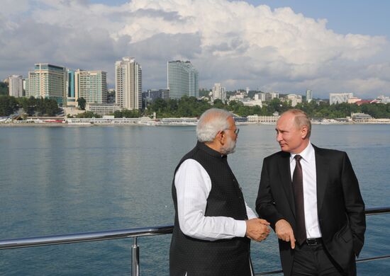 President Vladimir Putin meets with Indian Prime Minister Narendra Modi