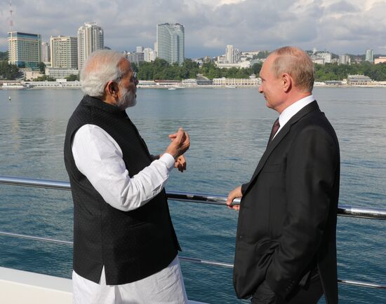 President Vladimir Putin meets with Indian Prime Minister Narendra Modi
