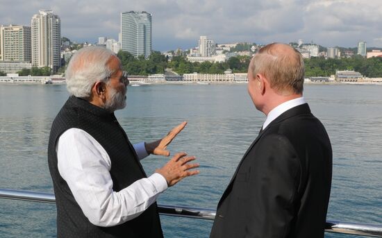 President Vladimir Putin meets with Indian Prime Minister Narendra Modi