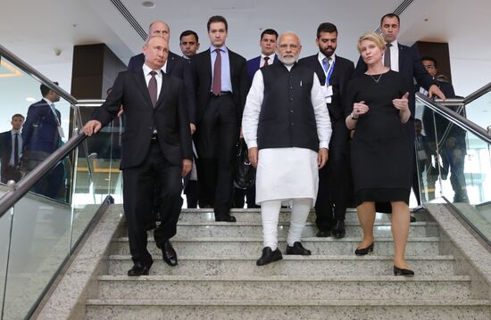 President Vladimir Putin meets with Indian Prime Minister Narendra Modi