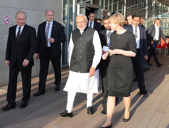 President Vladimir Putin meets with Indian Prime Minister Narendra Modi