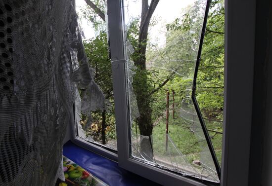 Aftermath of shelling of residential areas in Donbass by Ukrainian armed forces