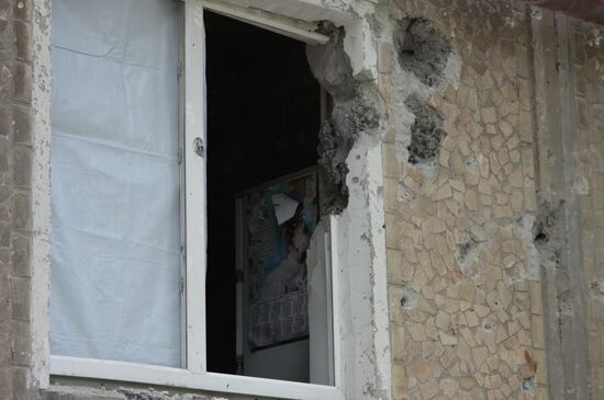 Aftermath of shelling of residential areas in Donbass by Ukrainian armed forces