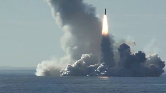 Four Bulava ballistic missiles launched at Kura training ground from submarine cruiser Yury Dolgoruky