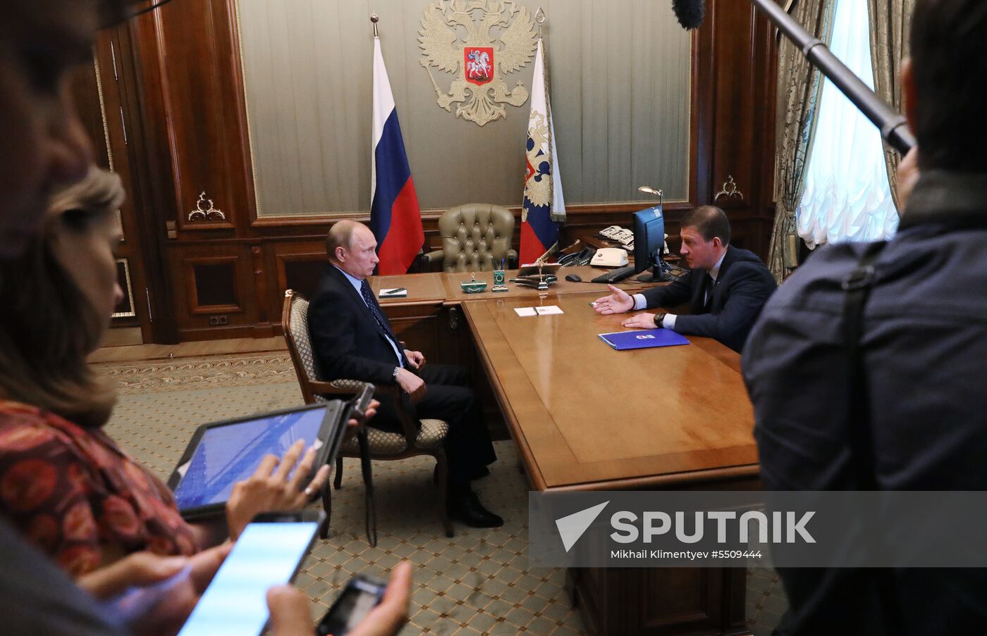 President Vladimir Putin meets with United Russia General Council Secretary Andrei Turchak