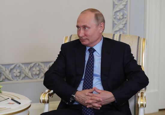 Russian President Vladimir Putin meets with President of Central African Republic Faustin-Archange Touadera