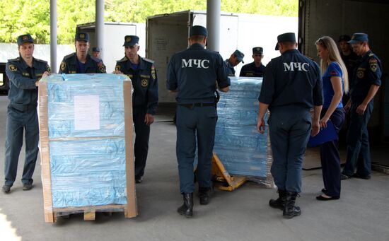 Russian humanitarian convoy arrives in Donetsk