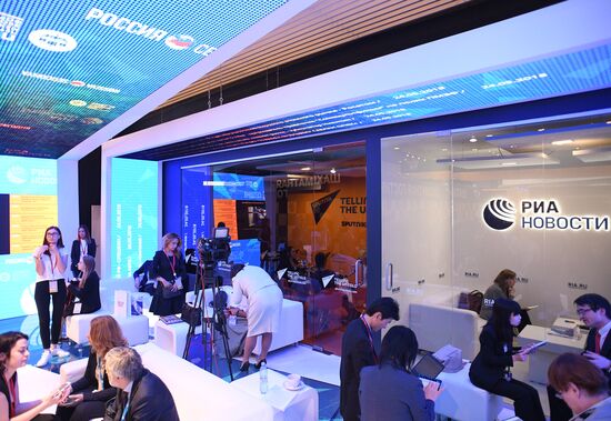 Rossiya Segodnya stand during day one at St. Petersburg International Economic Forum