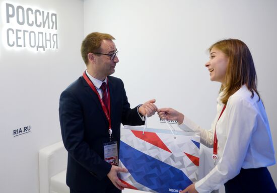 Rossiya Segodnya stand during day one at St. Petersburg International Economic Forum