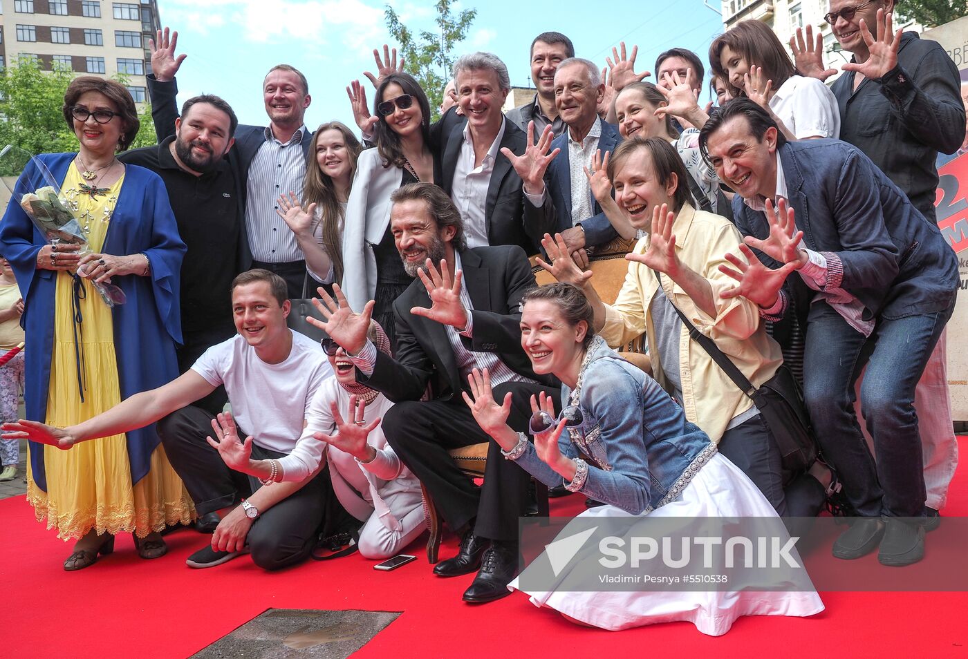 Actors' stars of fame are laid on Star Square in Moscow