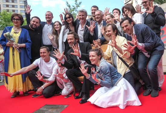 Actors' stars of fame are laid on Star Square in Moscow