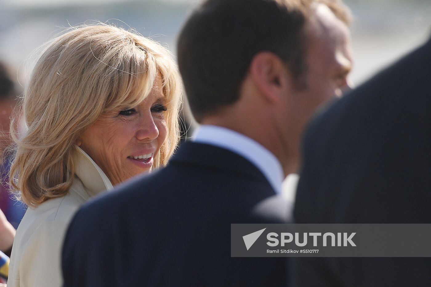 French President Emmanuel Macron arrives in St. Petersburg