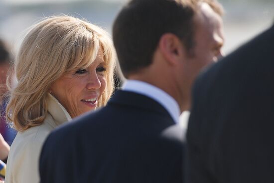 French President Emmanuel Macron arrives in St. Petersburg