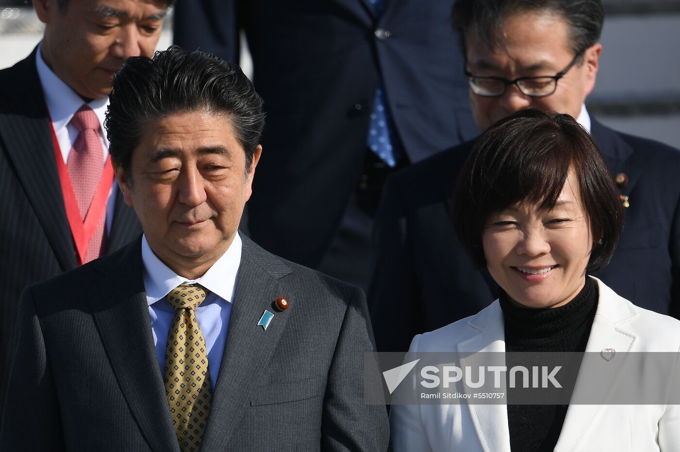 Japanese Prime Minister Shinzo Abe arrives in St. Petersburg