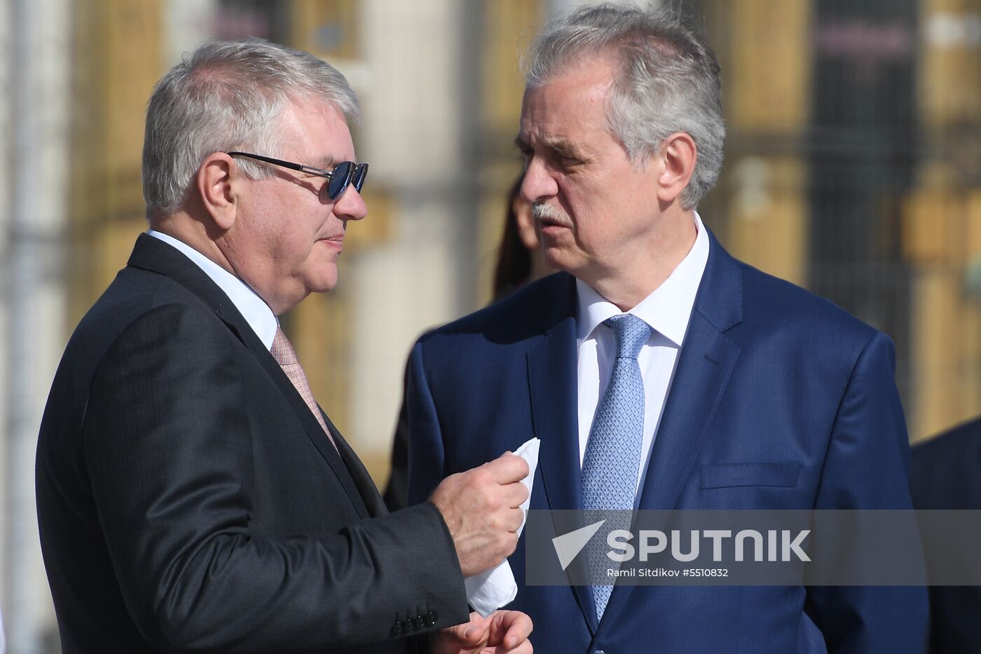 French President Emmanuel Macron arrives in St. Petersburg